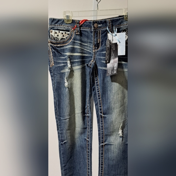 Premier Sz 5/6 Low Rise Skinny 'Bold Pockets*Stitching*Button' Jeans - Picture 11 of 15